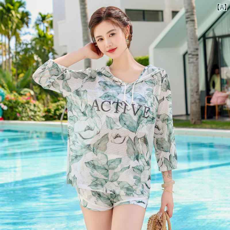 水着 セパレート ラッシュガード レディース 女性用 婦人用 スイムウェア 温泉 海 プール レジャー レトロ 3点セット スポーティー 5,469円