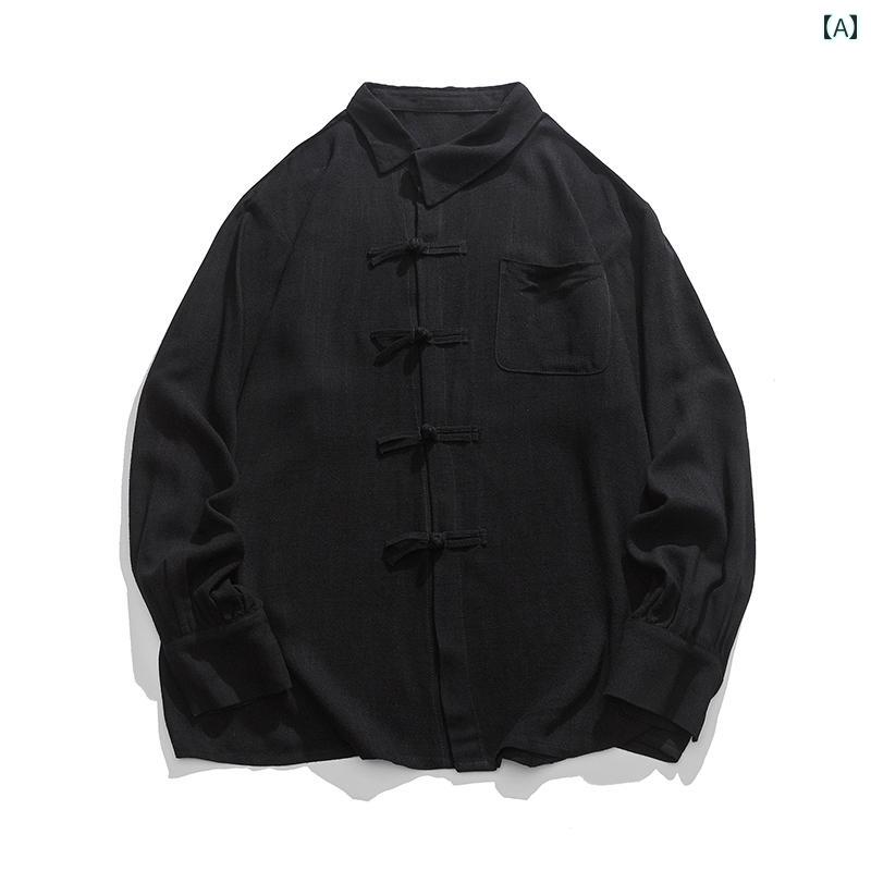 メンズ チャイナテイスト ジャケット 中華服 かっこいい 中国 服 カンフー服 太極拳 ファッション カジュアル 普段着 レトロ ゆったり 大人 男性 大きいサイズ 秋｜ラ・グラーヌ