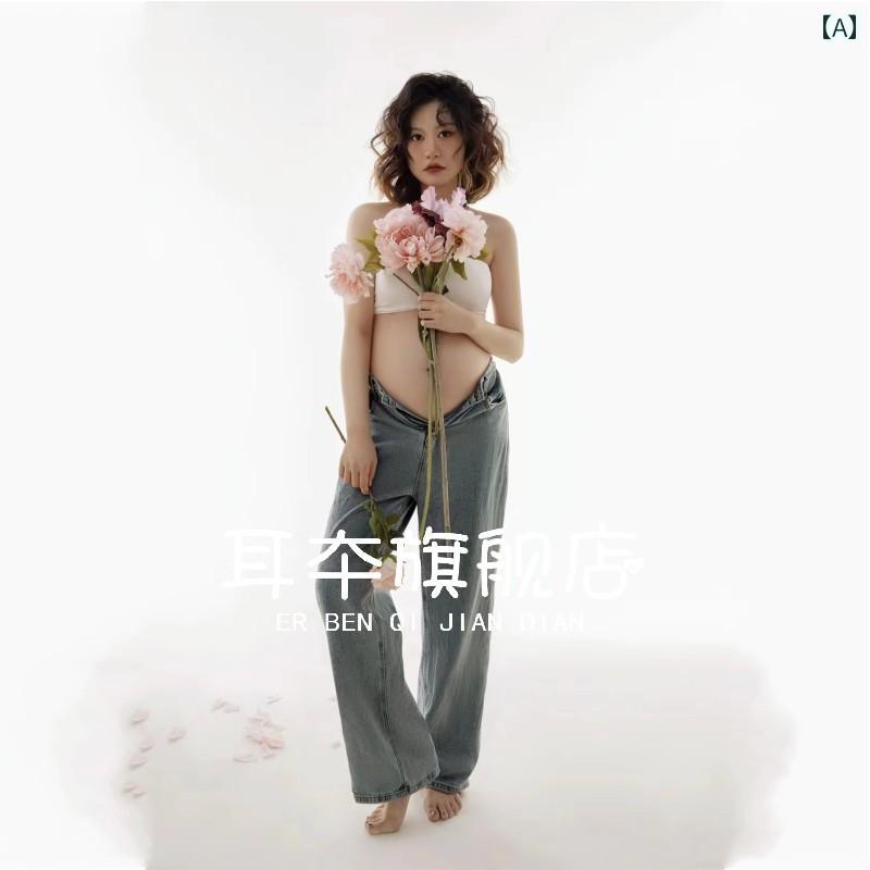 フォト 衣装 マタニティ おしゃれ ファッション フォト スタジオ 妊婦 写真 ホーム 魅惑的 ママ アート 撮影 フリーサイズ カジュアル セット かわいい