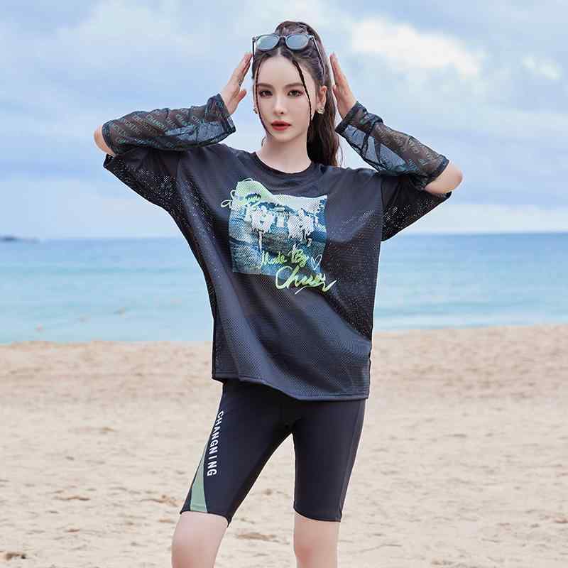 水着 レディース おしゃれ 美 スポーツ 5分丈パンツ スプリット スイムウエア レディース カバー アップ スリム ウエストカバー スイムウエア 胸パッドあり ワイヤーなし