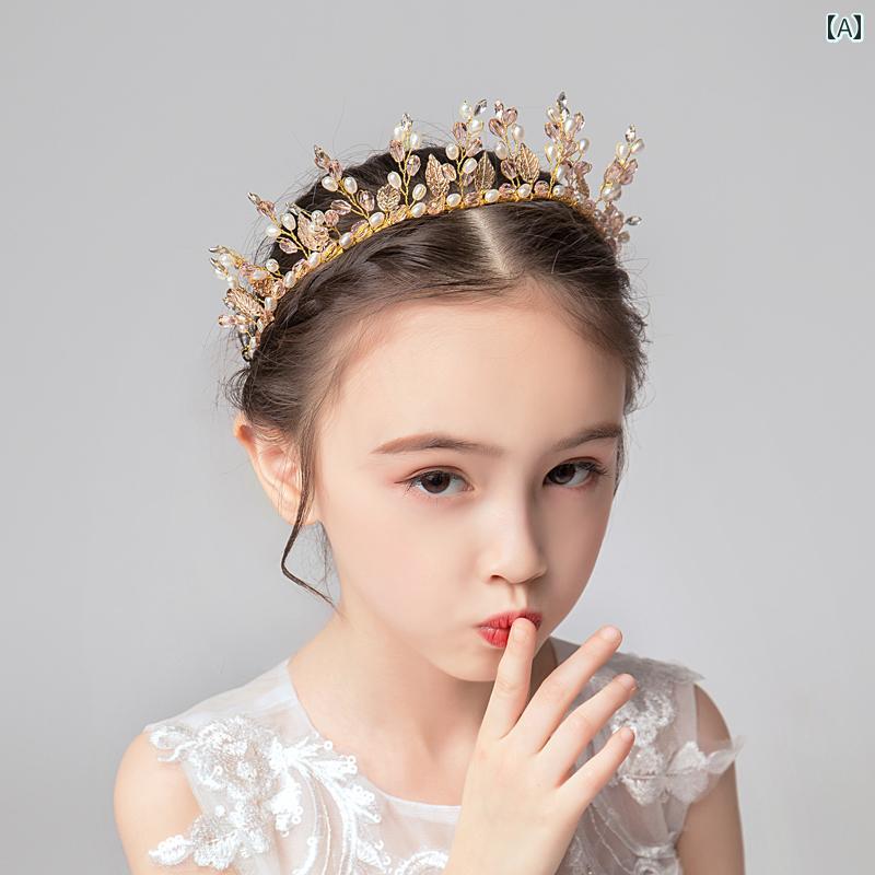 ティアラ 女の子 バースデー 子供 王冠 プリンセス クラウン クリスタル ヘッドバンド パフォーマンス ヘア アクセサリー ワンポイント 記念日 髪飾り 少女