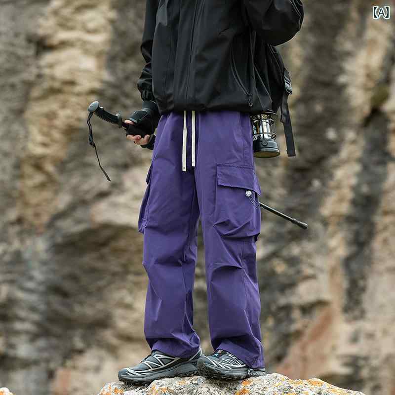 カーゴパンツ 秋 ボトムス メンズ カジュアル 防水 ハイキング 登山 耐久性 ストレート ワイド レッグ パンツ ポケット