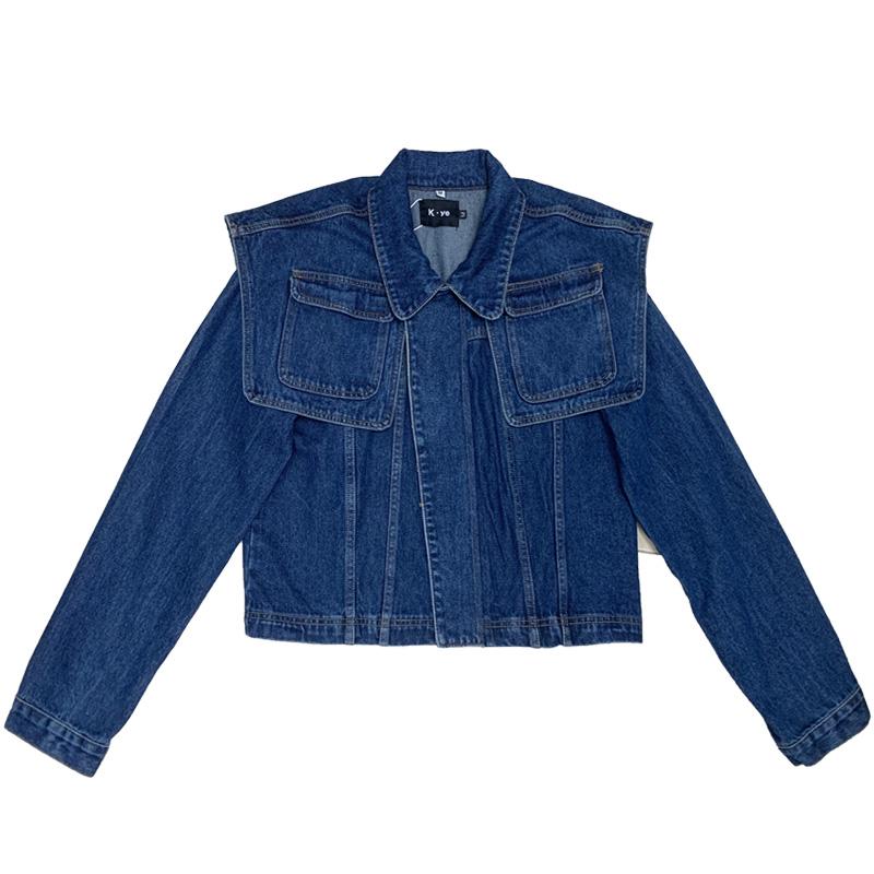 男性服 デニム ジャケット Gジャン ブルー ショルダーパッド入り デニムジャケット メンズ 秋冬 ショート丈 ショール カジュアル アウター 上着 トップス ストリート デイリー K-POP ボーイ｜ラ・グラーヌ