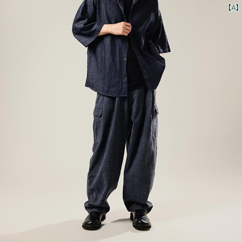 広広とした レッグ ズボン下 レトロ ウォッシュ処理 年寄りの テーパード 心地好い メンズ レディース 分かりやすい ズボン・パンツ-メンズファッション
