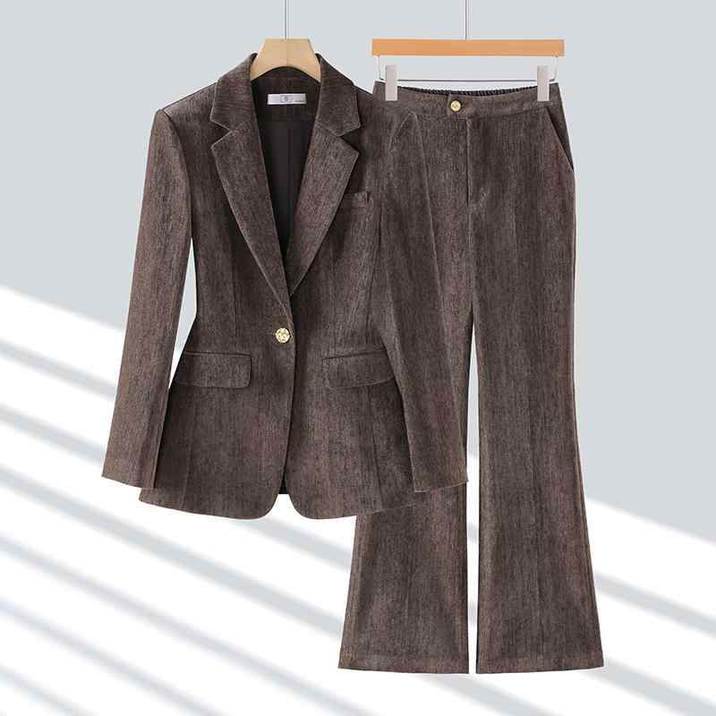 レディース スーツ セットアップ オフィス コンサル 広報 ウール ツーピース 高級感 秋冬 韓国 仕事 制服 ユニフォーム エレガント スタイリッシュ シンプル レトロ|ラ・グラーヌ