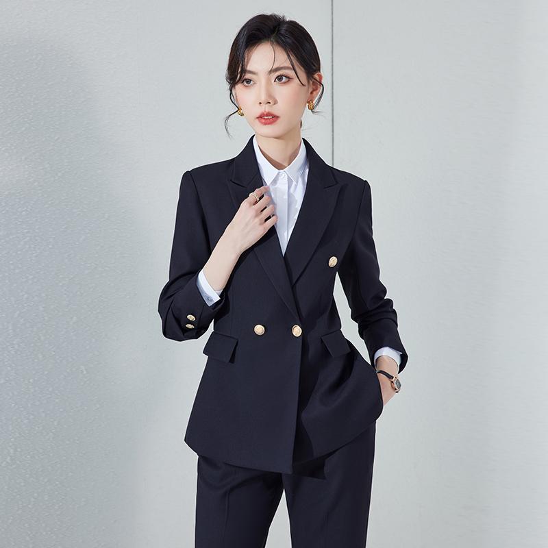 レディース スーツ ビジネス オフィス ツーピース セットアップ スタイリッシュ 高級感 ジャケット 作業着 制服 ユニフォーム シンプル｜ラ・グラーヌ