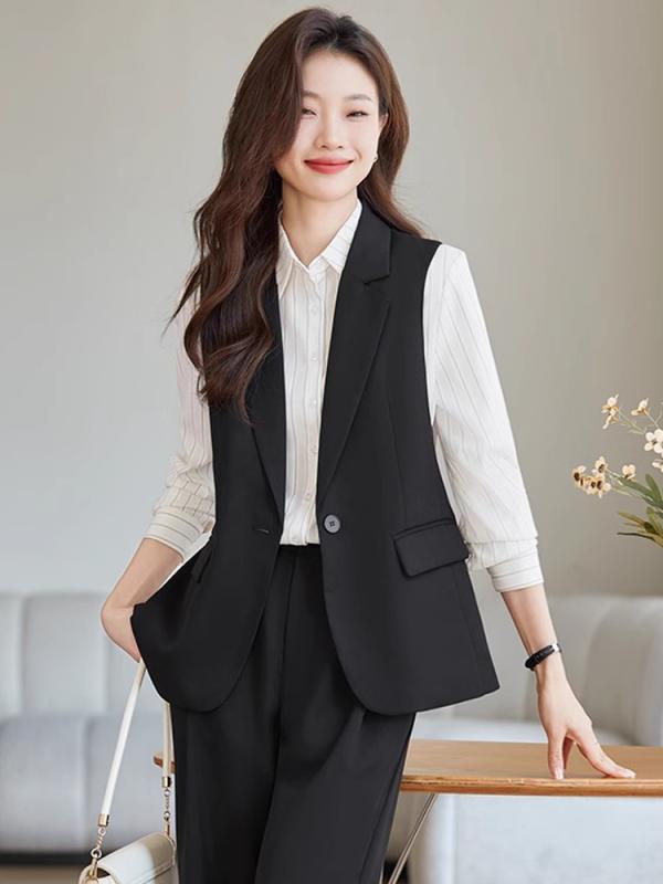 婦人服 レディース ベスト ジレ 夏 薄手 パンツ ツーピース セット スタイリッシュ シンプル おしゃれ 上品