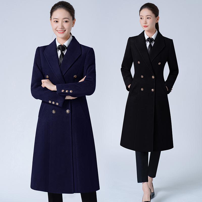 楽天市場】レディース ロングコート 黒 ミドル丈 ウール混紡 保温 厚手