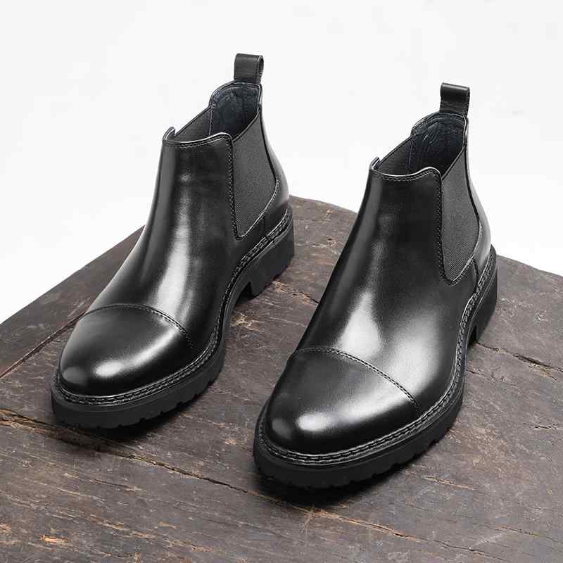 メンズ 紳士靴 冬 英国 レザー シューズ ショート ブーツ 革靴 ハイカット 裏起毛 キャップトウ ラウンドトゥ ミドルヒール 厚底 カジュアル 通勤 オフィス ビジネス フォーマル 保温