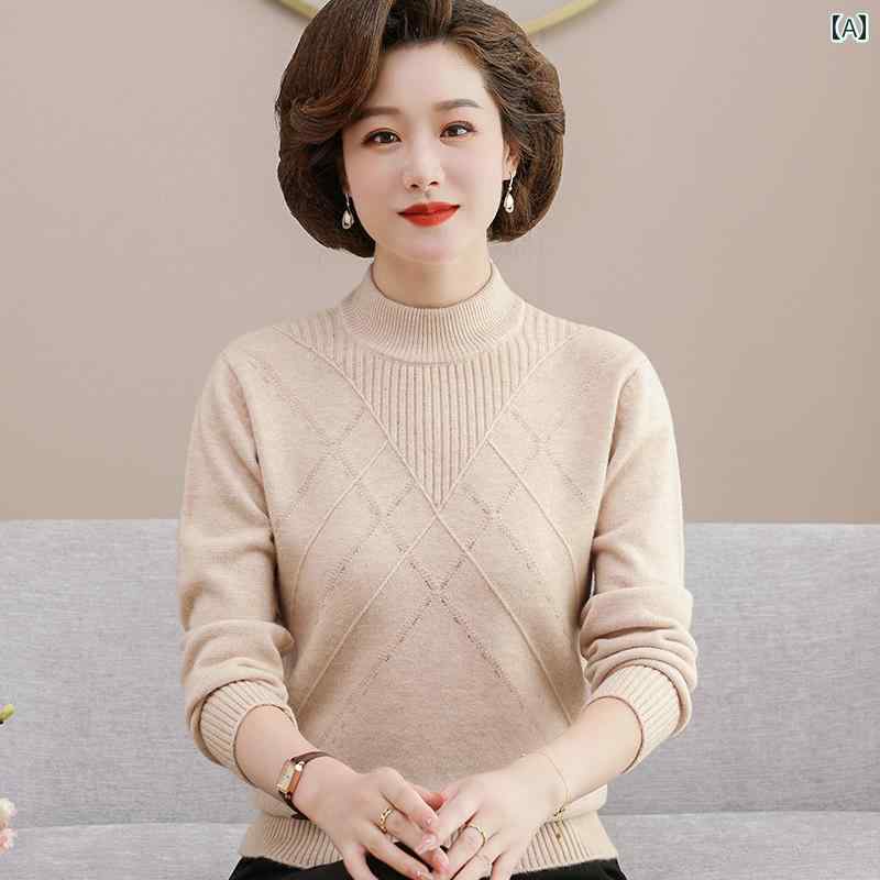 婦人服 厚手 ウール セーター レディース インナー 秋冬 レイヤリング シャツ 保温 上品 エレガント カジュアル シンプル ファッション 防寒