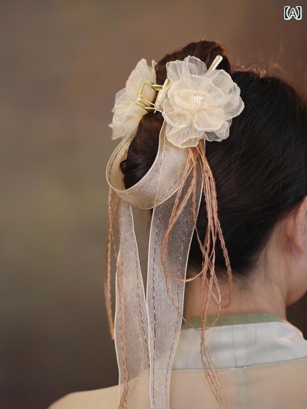 レディース ヘアクリップ ピン 髪留め アクセサリー 飾り フェアリー フラワー 花 大きめ レトロ 合金 高級感 上品 エレガント おしゃれ 大人っぽい リボン ファッション パーティー｜ラ・グラーヌ