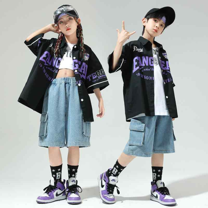 男の子 女の子 キッズ パフォーマンス衣装 ストリートスタイル ヒップホップ ストリートダンス ジャズダンス ダンスウェア コスチューム ユニフォーム チーム衣装 子供服
