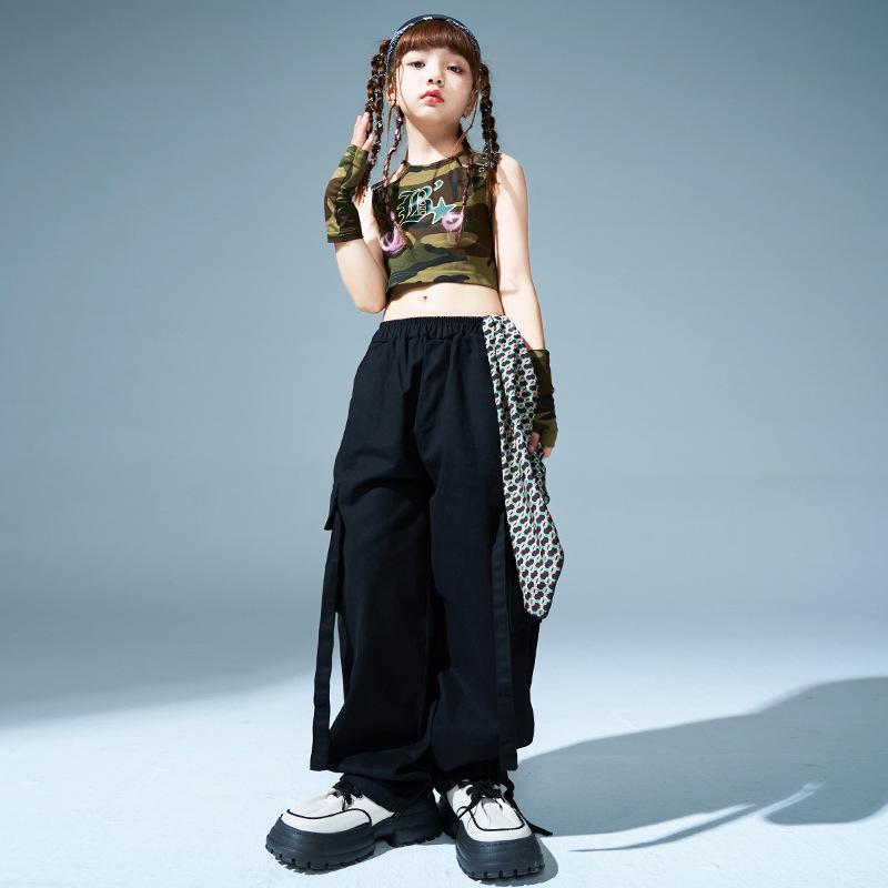 ジャズダンス 女の子 ダンスウェア ストリートスタイル ヒップホップ パフォーマンス衣装 ストリートダンス コスチューム ユニフォーム チーム衣装 キッズ 子供服