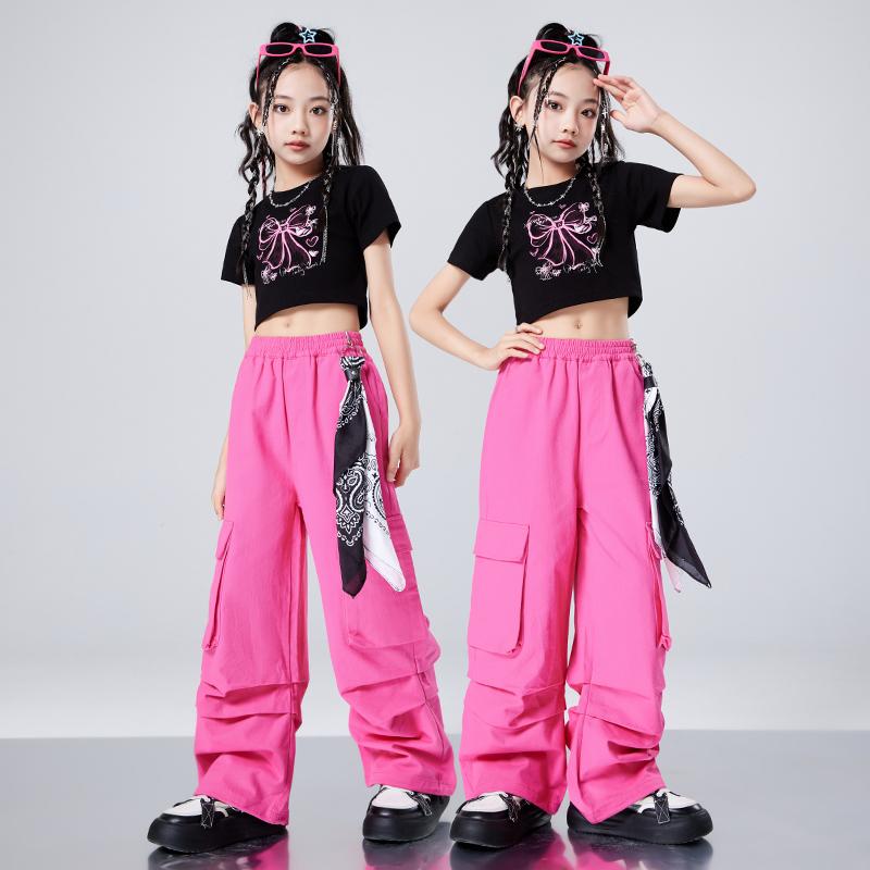 ジャズダンス 女の子 パフォーマンス衣装 ダンスウェア ストリートスタイル ヒップホップ ストリートダンス コスチューム ユニフォーム チーム衣装 キッズ 子供服