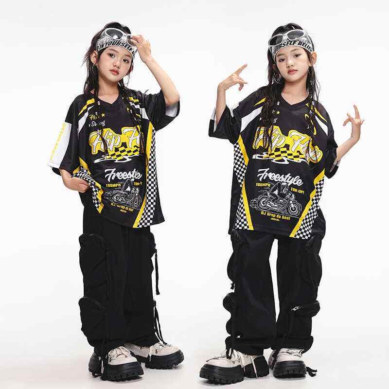 子供服 オーバーTシャツ ダンスウェア ストリートスタイル ヒップホップ ジャズダンス パフォーマンス衣装 ストリートダンス コスチューム ユニフォーム チーム衣装 キッズ