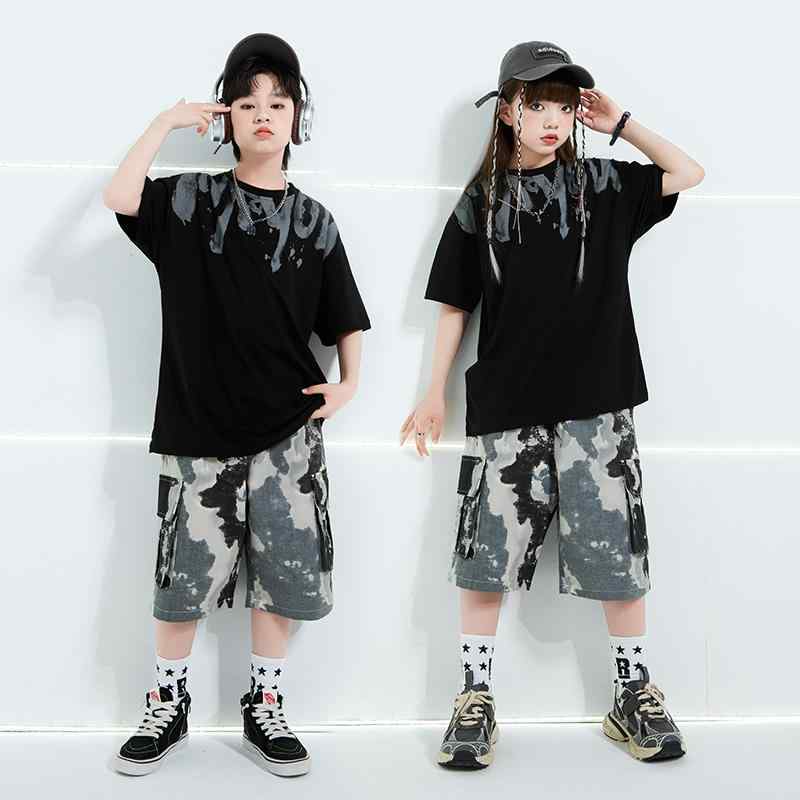 子供服 ヒップホップ 迷彩 パフォーマンス衣装 ストリートダンス ジャズダンス ダンス衣装 コスチューム ユニフォーム チーム衣装 男の子 女の子 キッズ