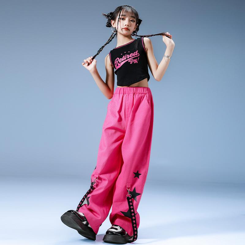 ヒップホップ衣装 女の子 ダンスウェア ストリートスタイル パフォーマンス ストリートダンス ジャズダンス コスチューム ユニフォーム チーム衣装 キッズ 子供服
