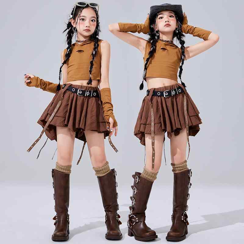 女の子 ヒップホップ ジャズダンス パフォーマンス衣装 子供服 コスチューム ダンス衣装 ストリートダンス ユニフォーム チアリーディング チーム衣装 キッズ