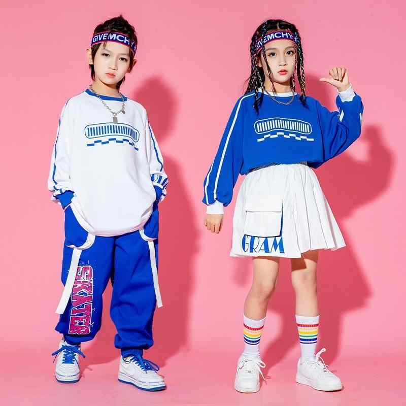 キッズ 子供服 ストリート ダンス チア ヒップホップ 衣装 ダンサー 小学生 リンクコーデ 兄妹 男女 白青 スポーツ 試合 応援 ボーイズ グループ おしゃれ トータルコーデ ダンス動画 映え
