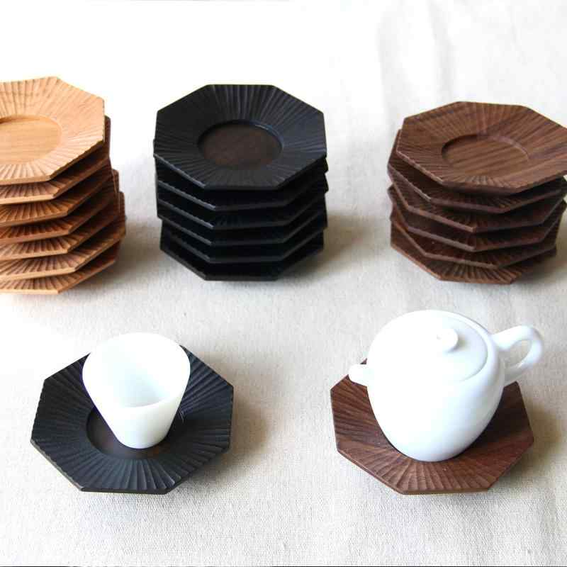 八角 コースター 和風 木彫り 茶道具 無垢材 パット レトロ 家庭用 滑り止め 木目 デザイン シンプル 上品