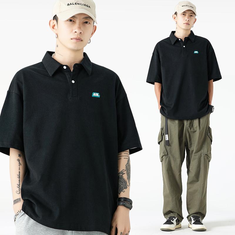 ポロシャツ メンズ 半袖 スーツ 夏 スタイル Tシャツ オーバー オール パンツ 2点 セット ファッション セット 都会的 ゆったり