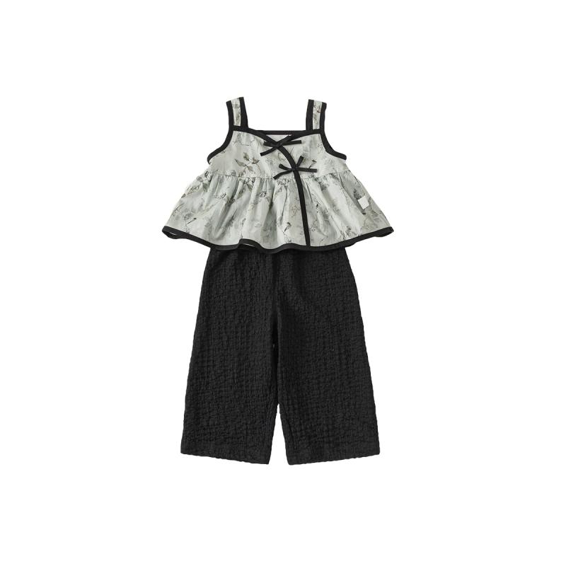 キッズファッション ドレス ツーピース セット ロング ズボン パンツ タンクトップ かわいい プリンセス 普段着 サマーコーデ 幼児 子供 夏