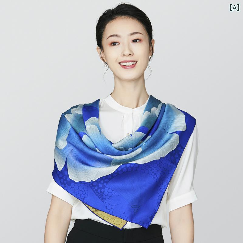 スカーフ ショール 上品 正方形 レディース 女性 ファッション 装飾 紫外線対策 母の日 贈り物 スクエア オールシーズン おしゃれ アメリカ ハイエンド