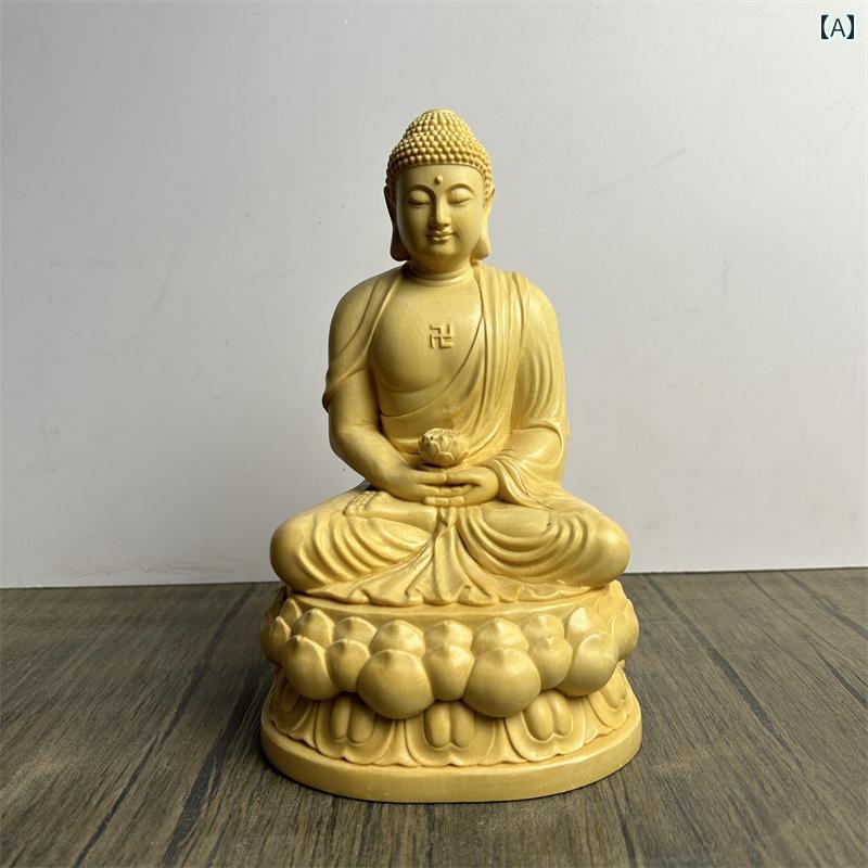阿弥陀如来 置物 木製 仏具 神具 インテリア ディスプレイ 蓮華 レトロ 小物 アート 縁起物 彫刻 菩薩 仏像 仏陀 チャイナ風