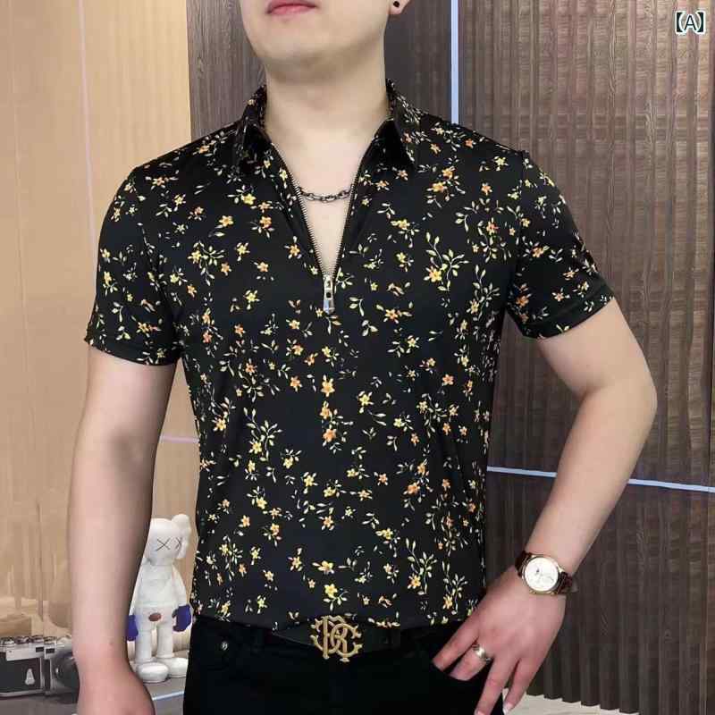 メンズ ポロシャツ ハーフジップ 半袖 夏 速乾 スリム クール スタイリッシュ アーバン 休日 ゴルフ レジャー 紳士服