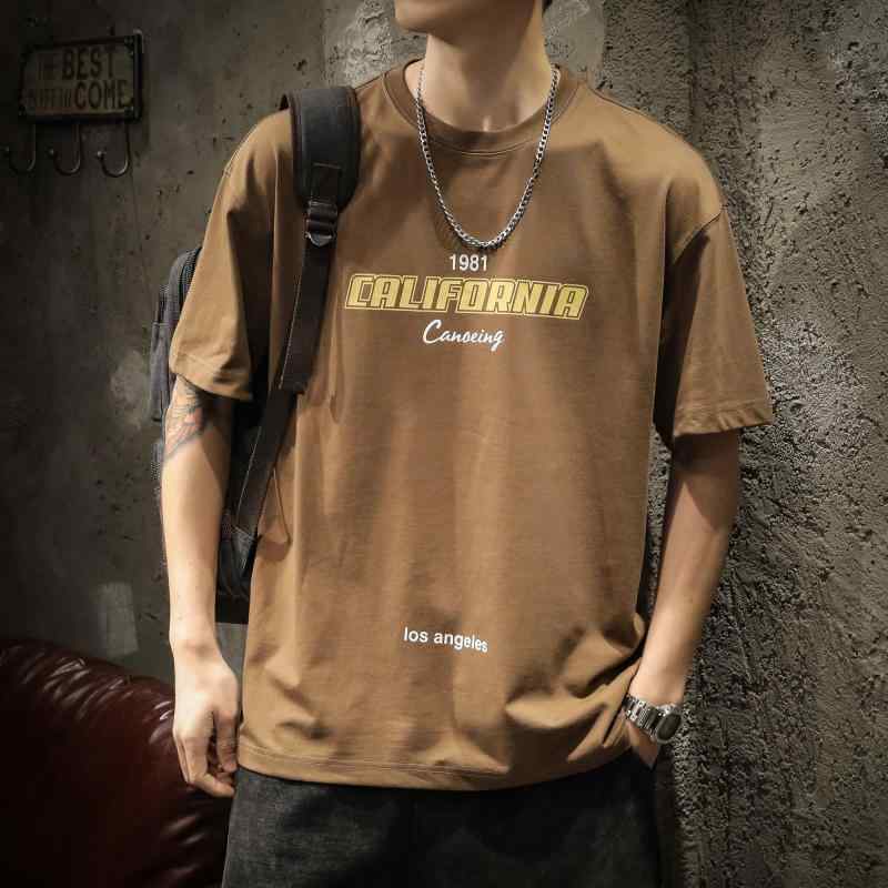 メンズ 半袖 T シャツ 男性用 夏 アメリカン レトロ 着用 ラウンドネック 短袖 ヴィンテージ ファッション ゆったり ファッション かっこいい