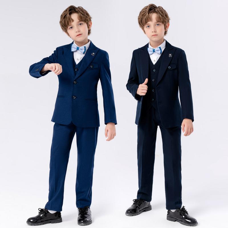 子供服 フォーマル キッズ 秋 スーツ パンツ シャツ ジャケット 蝶ネクタイ ブローチ ベスト 男の子 写真 撮影 発表会 パフォーマンス 衣装 セット|ラ・グラーヌ