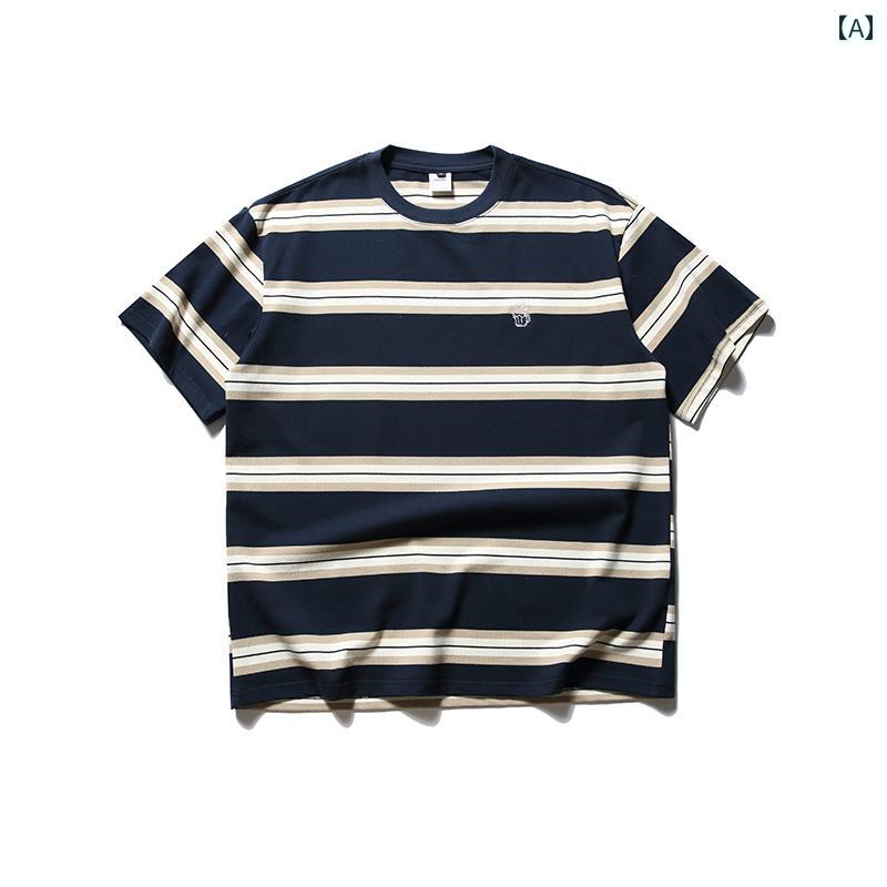 ボーダーTシャツ オーバーサイズ メンズ 夏 半袖 トップス 韓国 カジュアル ストリート おしゃれ かっこいい 着やすい 動きやすい 快適 デート イベント フェス レジャー アウトドア ダンス 衣装 パフォーマンス