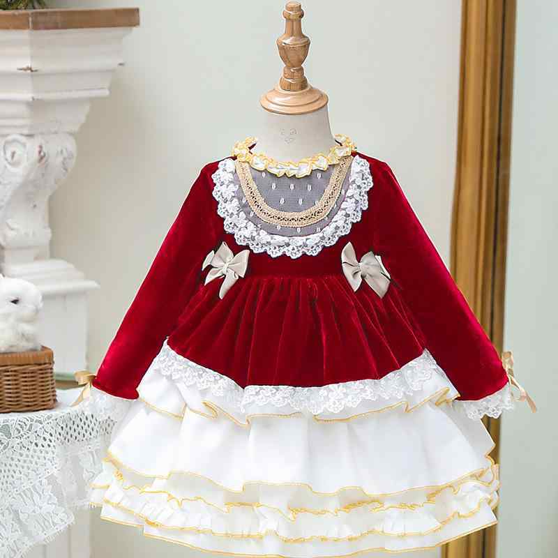 ワンピース ドレス キッズ 子供服 おしゃれ ファッション 女の子 ロリータ チュチュ スカート プリンセス 春 ベルベット 長袖 赤ちゃん用品 バースデー