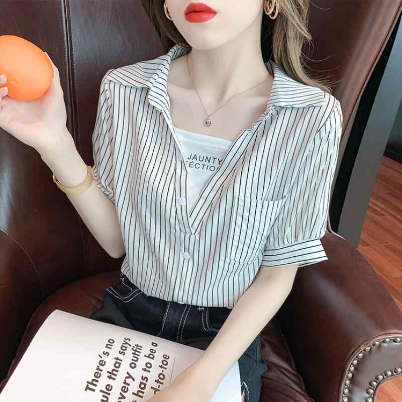 Tシャツ トップス レディース おしゃれ ファッション シンプル 半袖 夏 薄手 ストライプ 女性 ポロ襟 ブルー ブラック カジュアル