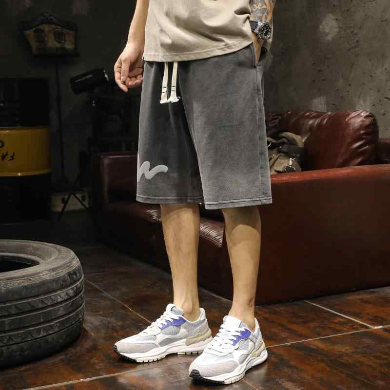 ハーフパンツ メンズ アメリカン ヘビーウェイト ショート パンツ 夏 ストレート ウォッシュ コットン クォーター パンツ レター オーバー ザニー スポーツ パンツ 伸縮性 五分丈 ファッション かっこいい
