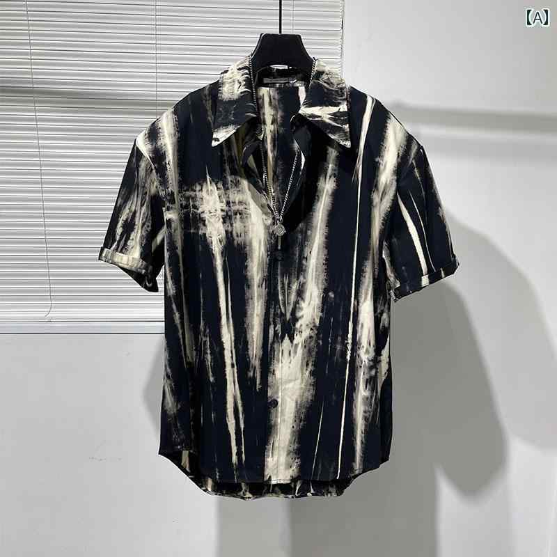 柄シャツ かっこいい メンズ 紳士服 男性用 シャツ トップス レトロ ユニーク 個性的 モード シンプル ブラック ストリート