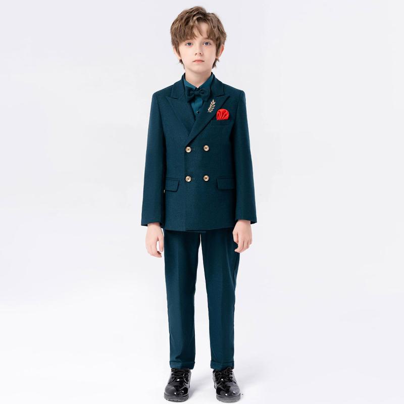 子供服 フォーマル キッズ 秋 スーツ パンツ シャツ ジャケット 蝶ネクタイ ベスト ブローチ 男の子 写真 撮影 発表会 パフォーマンス 衣装 セット|ラ・グラーヌ