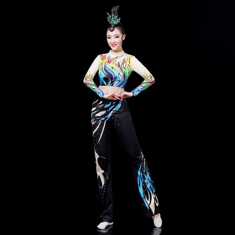 ダンス 衣装 民族舞踊 エスニック エアロビクス パフォーマンス 服 黒 競技 体操 競技服 チアリーディングユニフォーム ダンス チャイナ風 クール レトロ 舞踊 7,572円