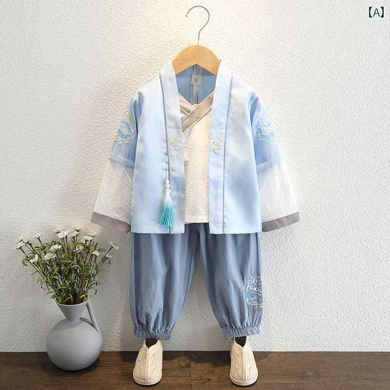子供服 男の子 漢服 スーツ チャイナ風 パーティー 発表会 お呼ばれ かわいい 民族衣装 春秋 おしゃれ スタイリッシュ キッズ