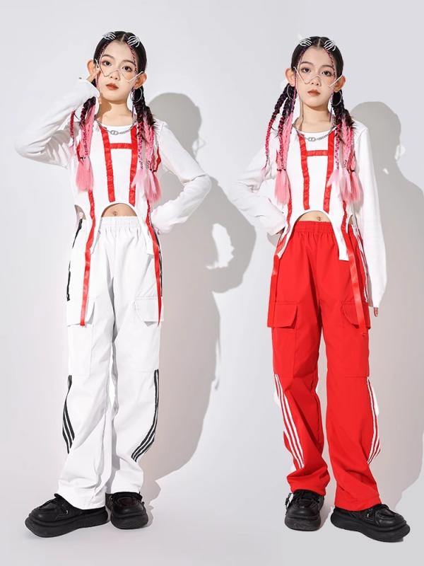 キッズ ストリート ファッション セットアップ 子供服 ヒップ ホップ クール ダンス パフォーマンス カジュアル 衣装 ガールズ 女の子