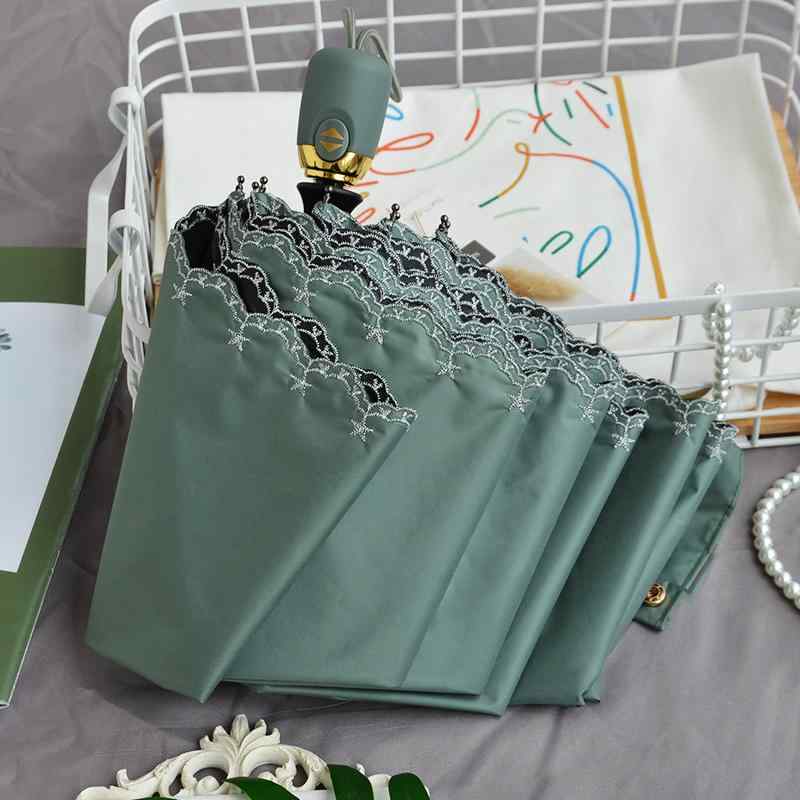 折りたたみ傘 レディース 晴雨兼用 軽量 小型 刺繍入り 星 ワンタッチ 傘 折りたたみ 日傘 兼 日傘 日焼け防止 UV シェード お姫様