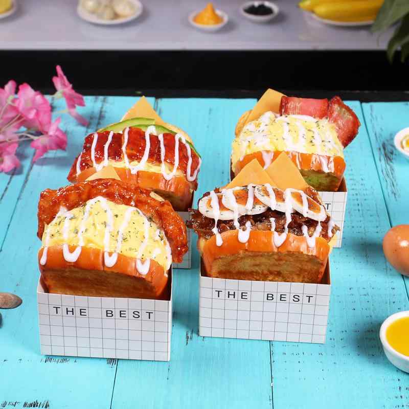 食品 サンプル リアル 見本 撮影 小道具 ディスプレイ 装飾品 フェイク 模擬 ロースト 卵 チキン 韓国 厚切り トースト サンドイッチ