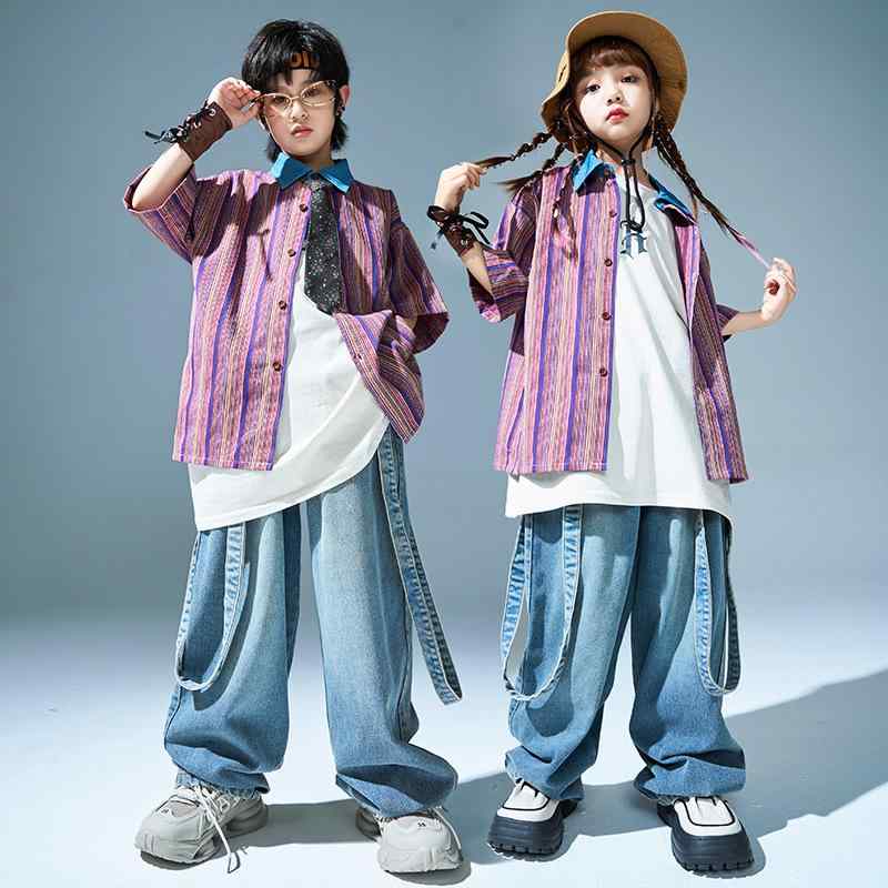 ヒップホップ 男の子 女の子 ダンスウェア ストリートスタイル パフォーマンス衣装 ストリートダンス ジャズダンス コスチューム ユニフォーム チーム衣装 キッズ 子供服