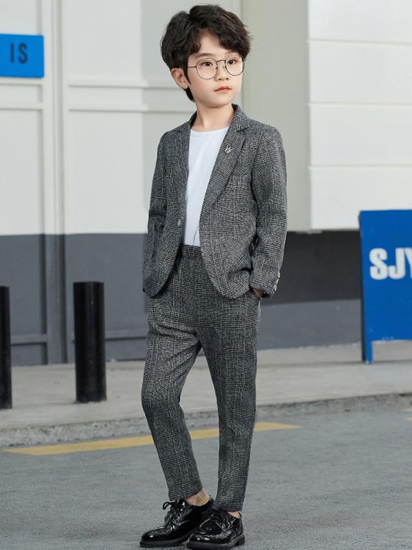 スーツ キッズ 子供用 おしゃれ ファッション 春秋 ボーイズ カジュアル パフォーマンス 韓国 チェック柄 長袖 男の子