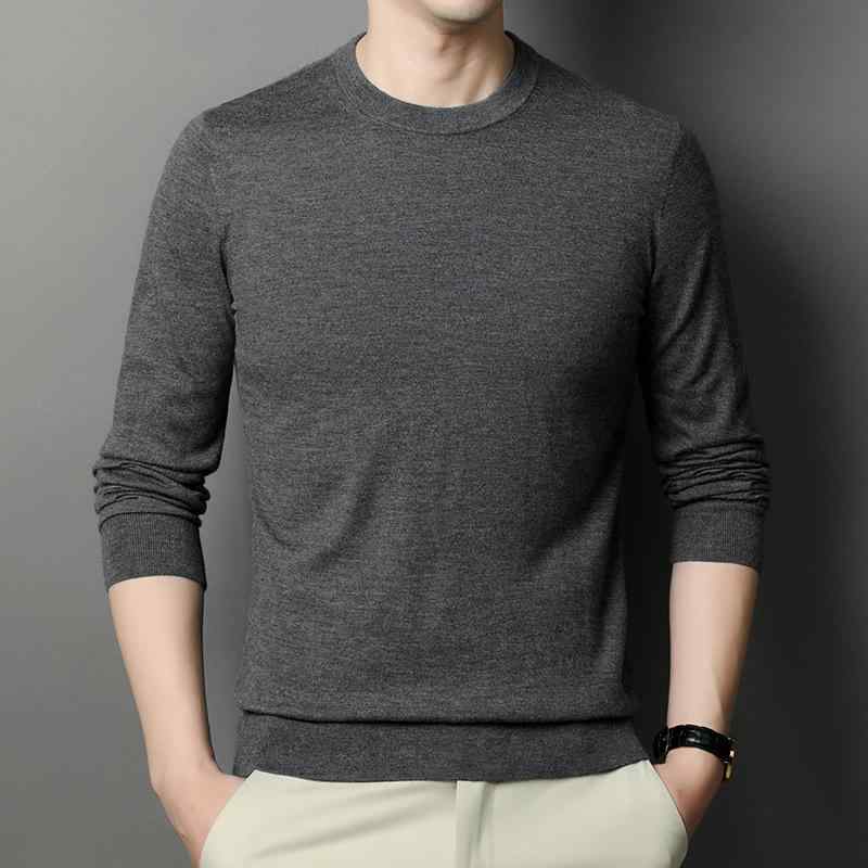 Tシャツ 無地 ウーステッド ニット トップス 長袖 プルオーバー ラウンドネック 薄手 セーター カットソー 春秋 メンズ 男性 紳士 スリムフィット 軽量 通気性 通勤 オフィス 普段使い