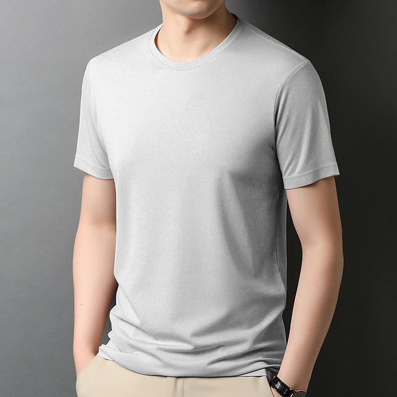 夏 半袖 Tシャツ メンズ ファッション ラウンドネック 白 コットン レイヤリング シンプル カジュアル デイリー トップス 着心地 快適 涼感 軽量 洗練