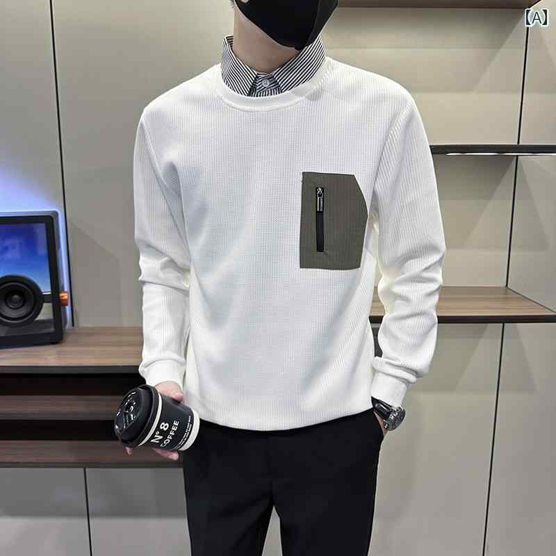 メンズ 長袖 スウェットシャツ 春 トップス Tシャツ ユニセックス スポーティー オシャレ スタイリッシュ ブラック 黒 ホワイト 白