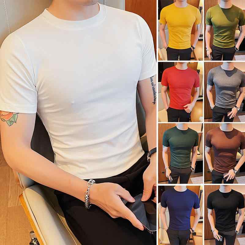 Tシャツ 無地 弾性 トップス 半袖 プルオーバー ラウンドネック カジュアル 冷感 レイヤリング カットソー 夏 メンズ 男性 紳士 スリムフィット 薄手 軽量 伸縮 通気性 普段使い スポーツ 5,305円