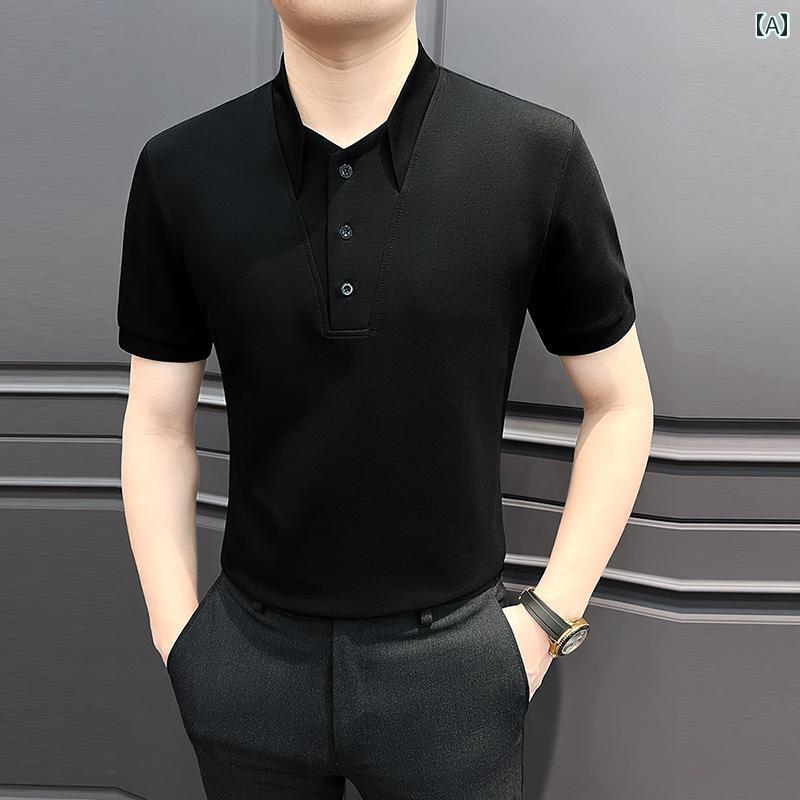 メンズ トップス 半袖 夏 男性用 ハイエンド ソフトタッチ スリムフィット スタイリッシュ Tシャツ 紳士服