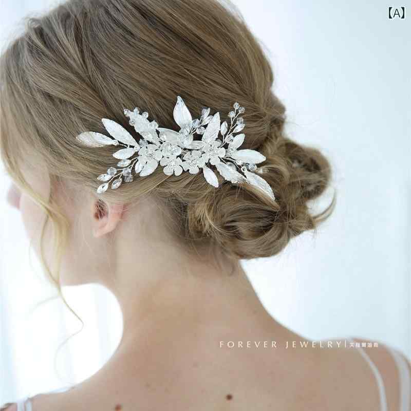 ヘアコーム ヘアアクセサリー 髪飾り フラワーデザイン リーフスタイル 韓国 結婚式 パーティー 華やか 爽やか ナチュラル フェミン エレガント フェアリー